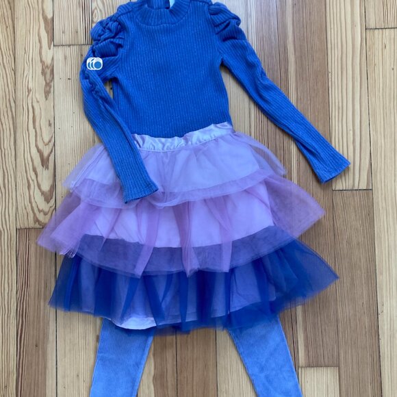 Janie and Jack Periwinkle Ribbed Puff Sleeve Mock Neck Top - Girls 5 - Picture 5 of 5